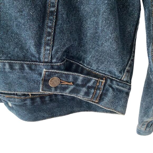 Anchor Blue Vintage Global Workwear Mens Denim Jean Leather Jacket size medium - Picture 5 of 9